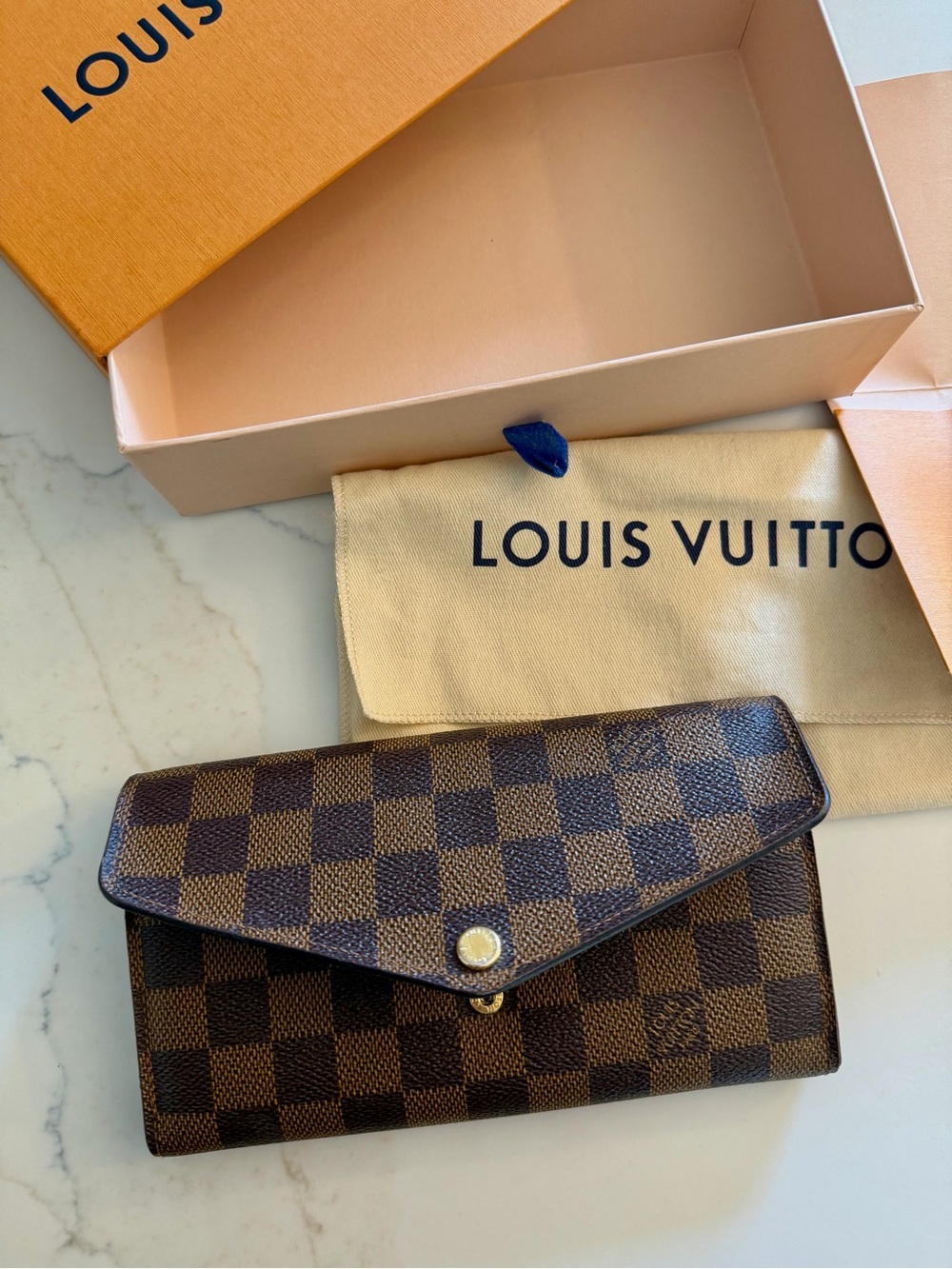 Louis Vuitton Brown Damier Ebene Sarah Wallet - Picture 8 of 10